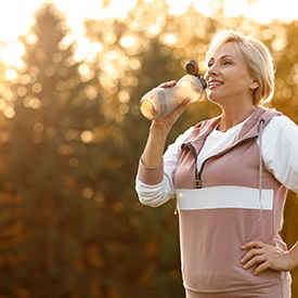 Middle-aged woman leading healthy lifestyle